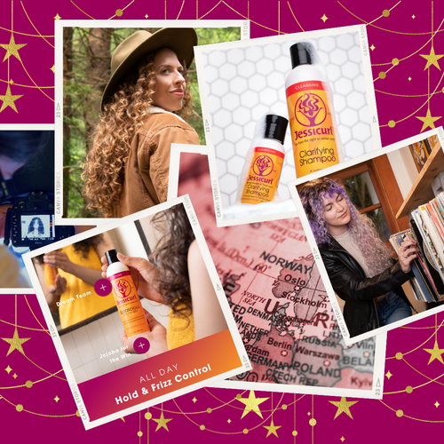 a Jessicurl collage of fellow Curlies, Products, and Jessicurl moments