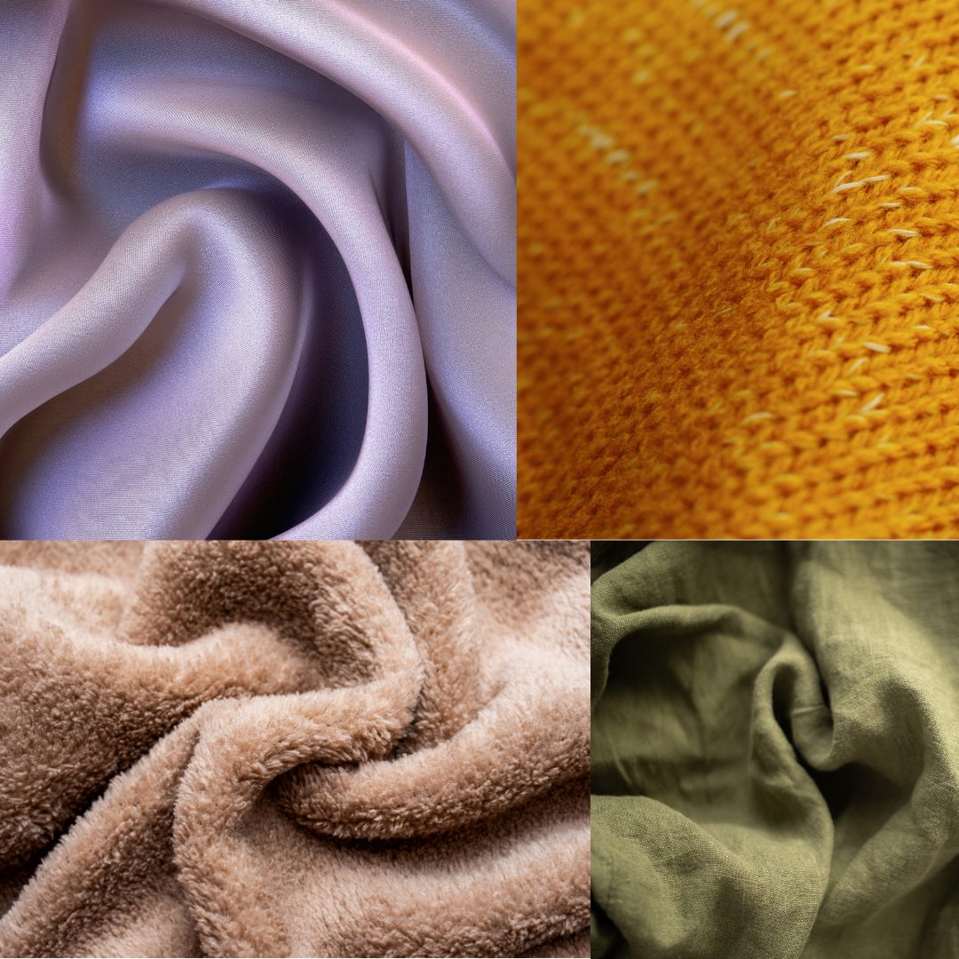 a collage of different close ups of textures of fabrics